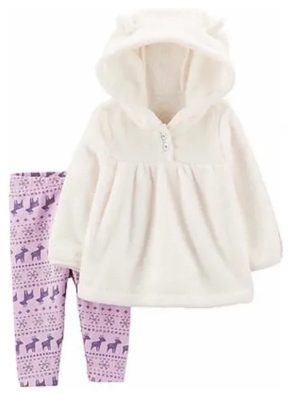 Carters Sherpa 2 Piece Hooded Outfit Size 3-6 months